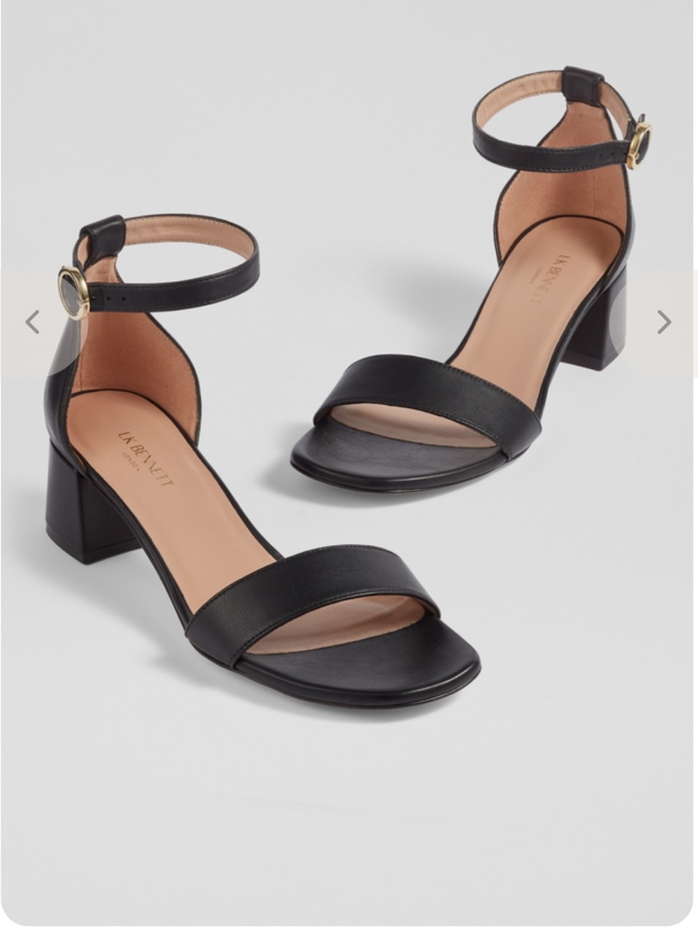 Ankle Strap Block Heel Sandals - Black